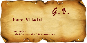 Gere Vitold névjegykártya